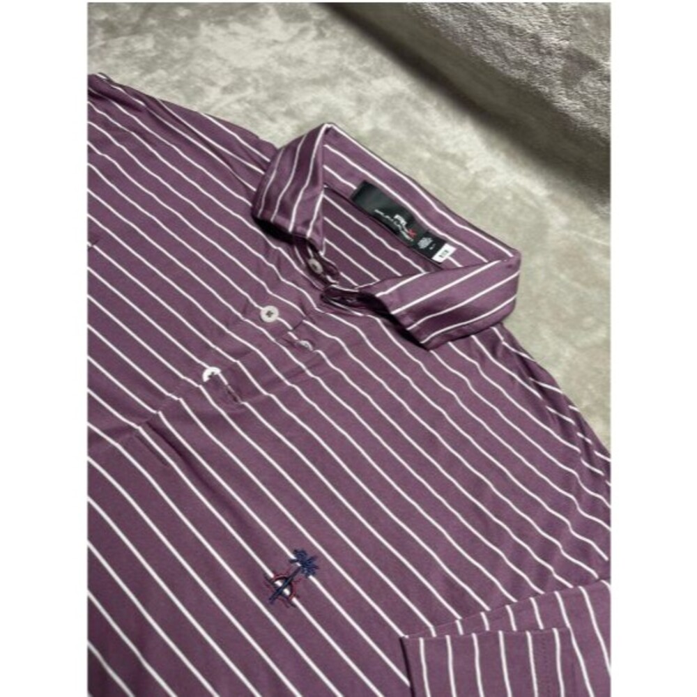 Ralph Lauren RLX Polo Shirt Men's Large Stripes Golf Outdoor Short Sleeve